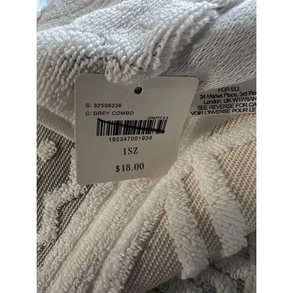 Anthropologie Windstream Hand towels Set of 4 Cotton Grey Montif